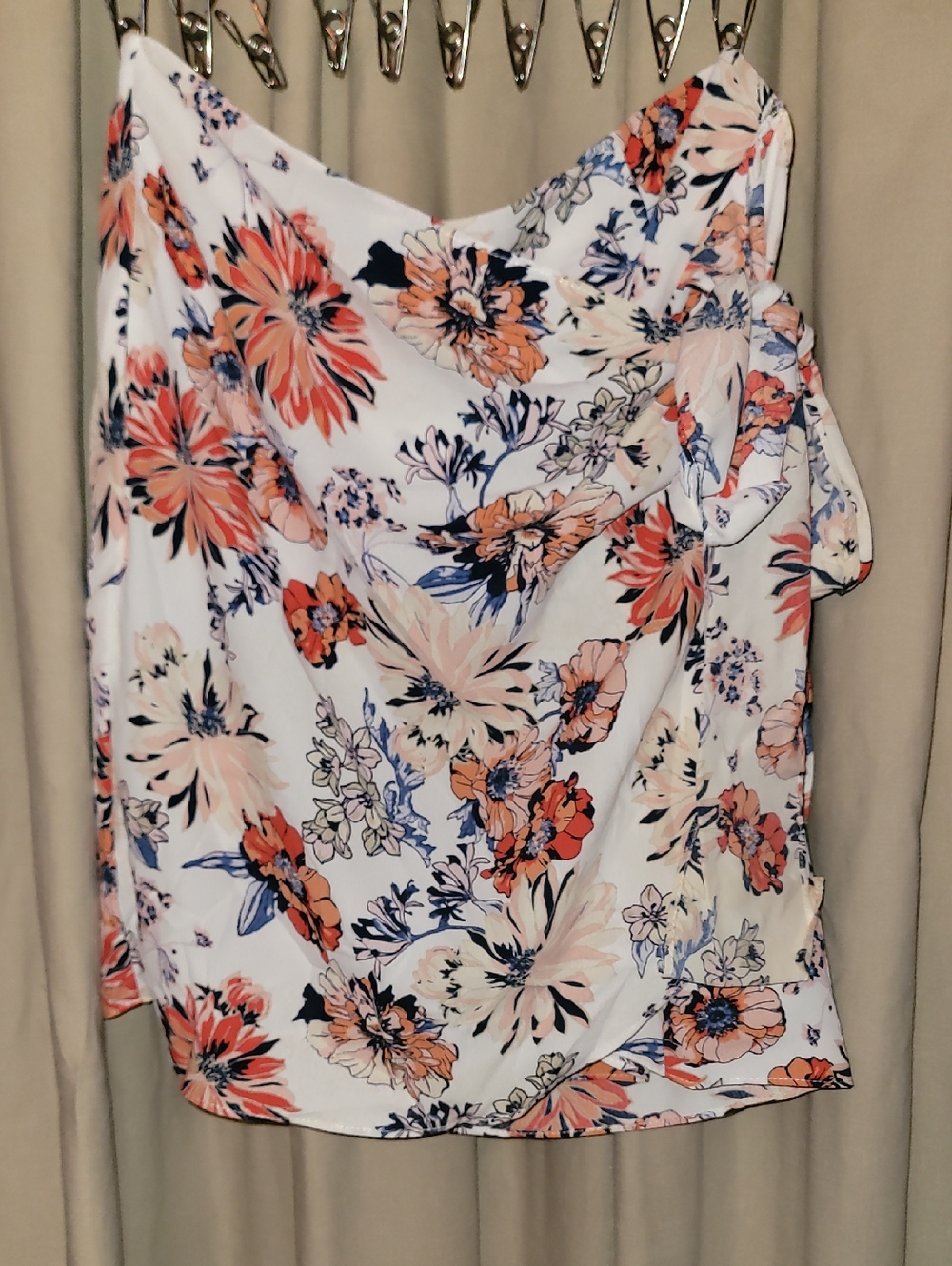 Naked Zebra White Mini Skirt with Coral & Navy Floral Print